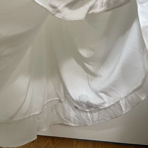 NWT MAC DUGGAL LEENA ONE SHOULDER DOUBLE STRAP WHITE SATIN GOWN US 8 $298 - Picture 7 of 11